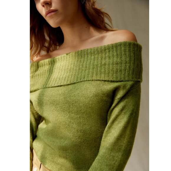 Silence + Noise Claudia Knitted Bardot Top, Urban Outfitters, Olive Green, Small - Picture 4 of 10